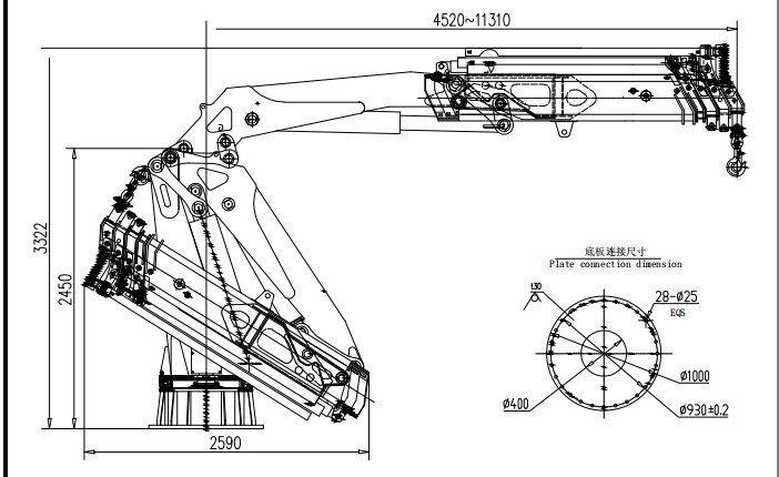 10Ton knuckle boom marine crane details 1