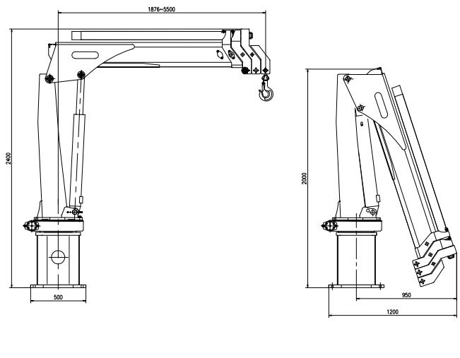 1Ton knuckle boom marine crane details 1