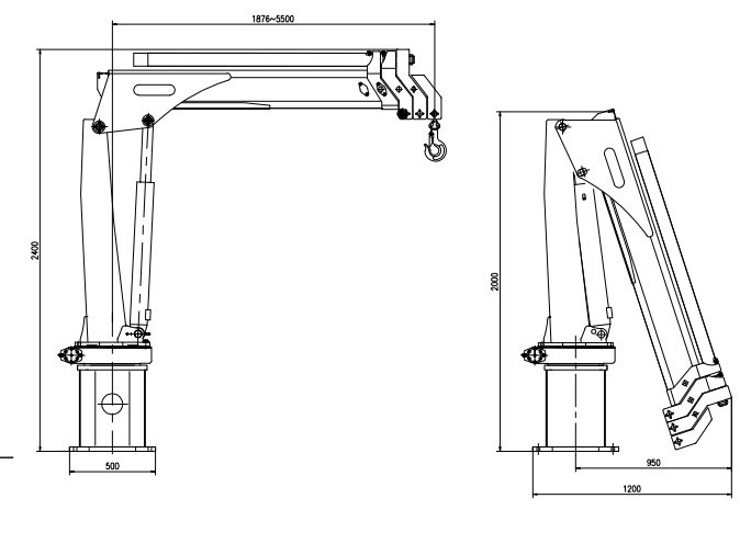 2Ton knuckle boom marine crane details 1